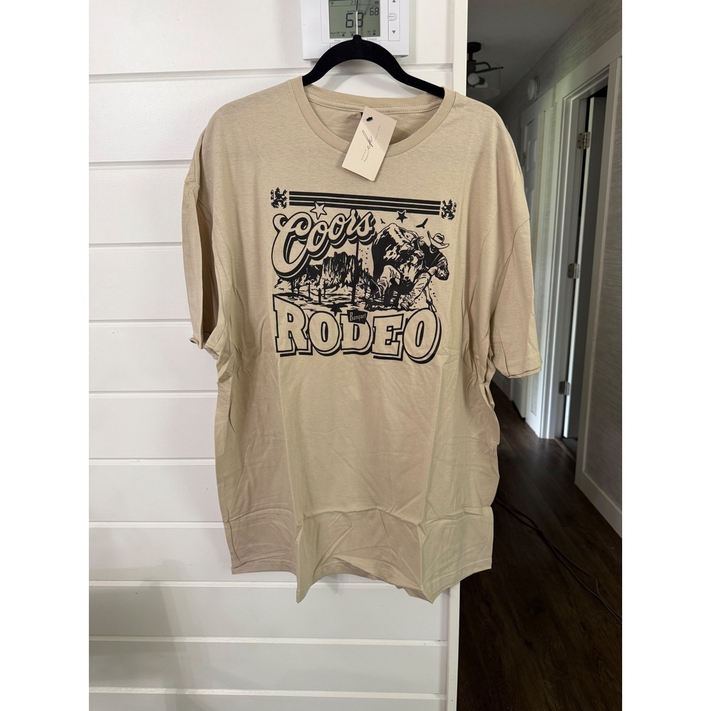 Gildan Coors Banquet Rodeo Graphic Tee Tan Sand Western Cowboy T-Shirt 2XL NEW